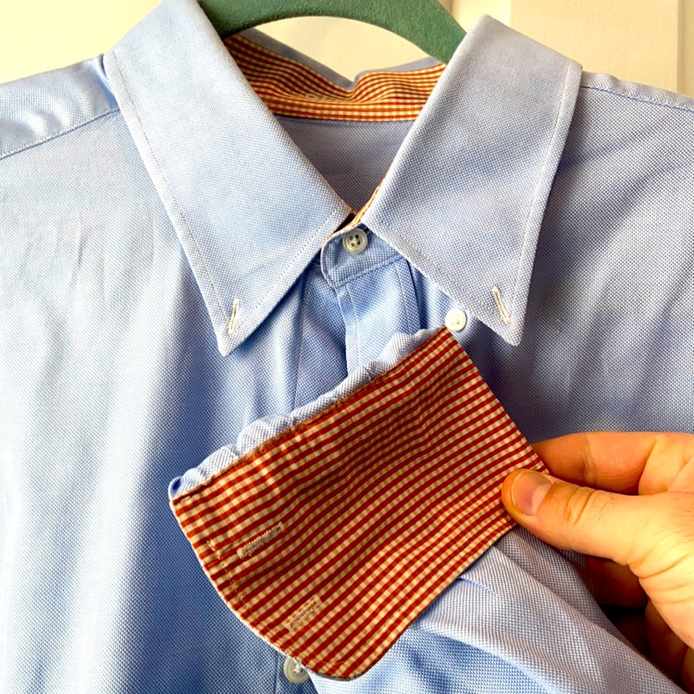 Blue Button Down w Contrasting Fabric